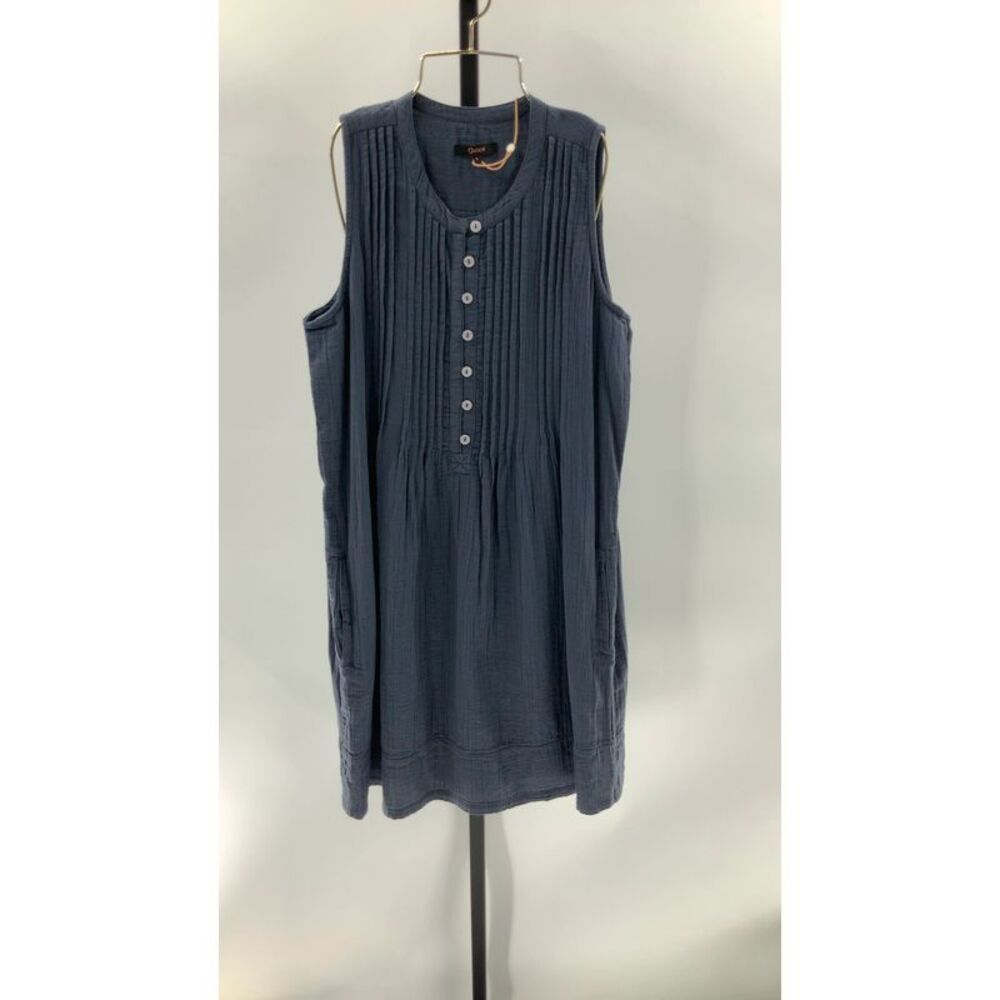Quince Navy Blue Linen Sleeveless Swing Dress